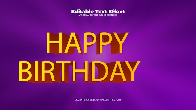 Alles Gute zum Geburtstag lila bearbeitbarer Texteffekt Premium Vektor