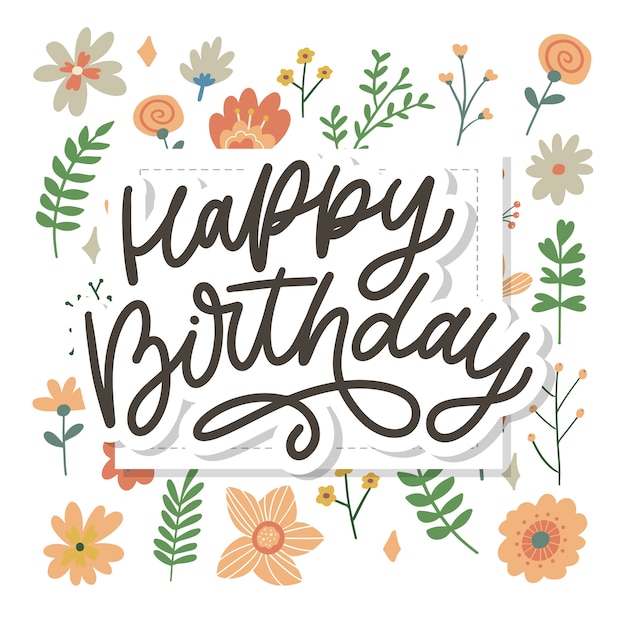 Alles gute zum geburtstag schriftzug kalligraphie slogan blumen illustration text