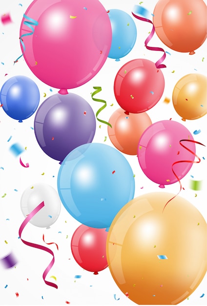 Alles Gute zum Geburtstagfeier mit buntem Ballon und Konfetti