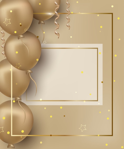 Alles- Gute zum Geburtstaggrußkarte mit goldenen Ballonen auf dem vergoldeten Hintergrund.