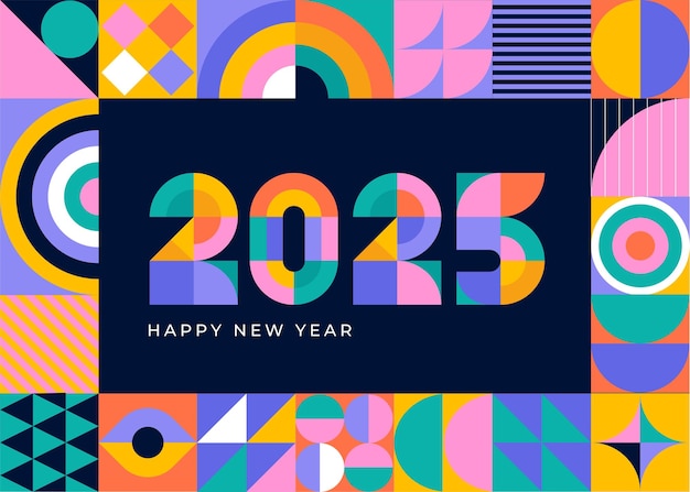 Alles Gute zum neuen Jahr 2025 Geometrische moderne Design-Konzept-Illustration Banner-Poster und Hintergrund