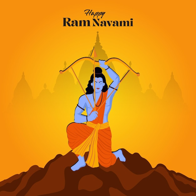 Vektor alles gute zum ram navami-festival indiens social media post