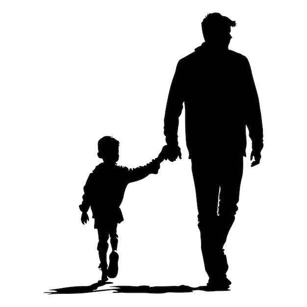 Alles Gute zum Vatertag Konzept Illustration Grüße Silhouette von Vater und Sohn beim Gehen