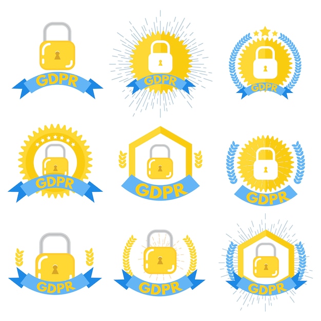 Allgemeine datenschutzverordnung - gdpr-logos festgelegt. vektorillustration.