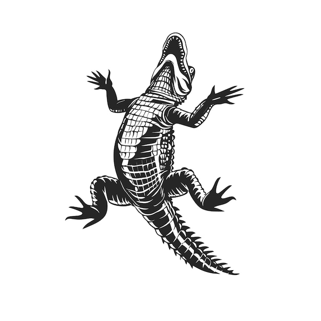Alligator tanzende Silhouette-Vektorillustration