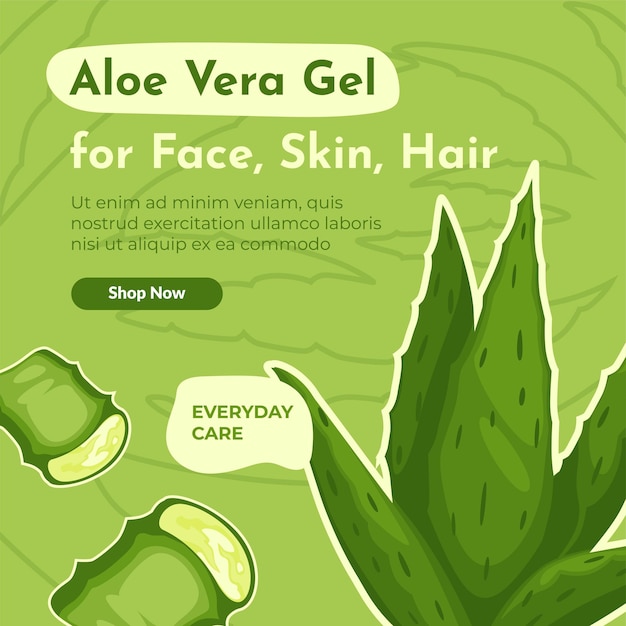 Vektor aloe vera für gesichtshaut- und haarbehandlung