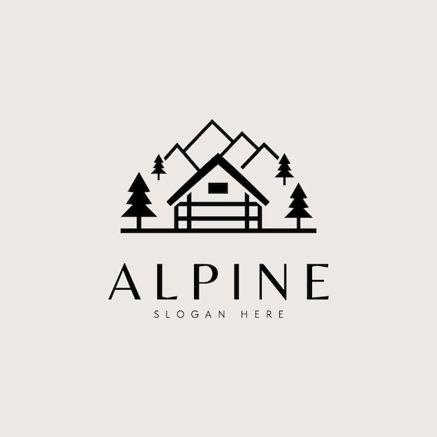 Alpenhaus-Logo-Vorlage, Vektorsymbol-Illustration