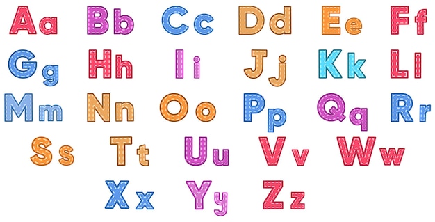 Vektor alphabet alle groß- und kleinbuchstaben mit farben