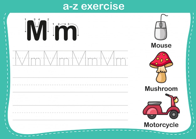 Alphabet az übung mit karikaturvokabularillustration