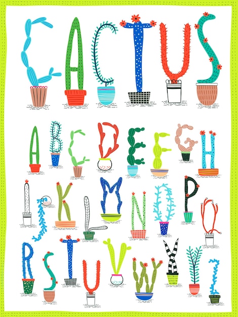 Vektor alphabet des kaktus