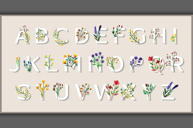 Vektor alphabet design aquarell wildblume