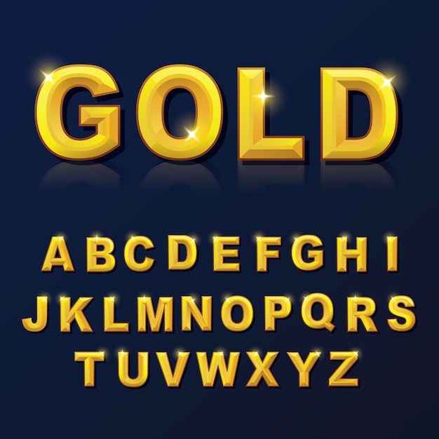 Vektor alphabet goldfarbe stil