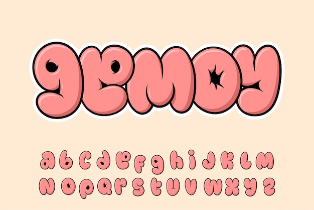 Alphabet Graffiti Fat Pink Font Typeset Zeichentrickfilmvektor