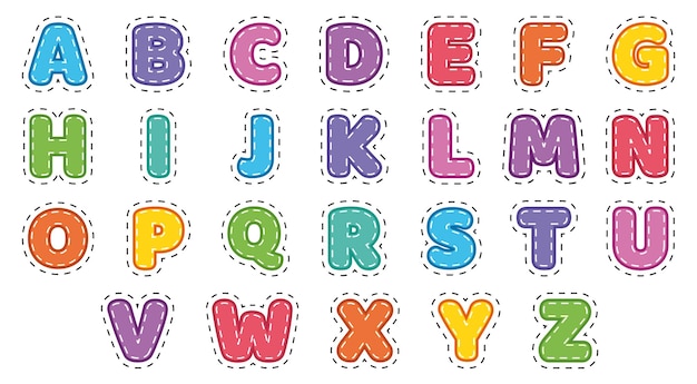 Alphabet niedliche buchstaben zeichensatz