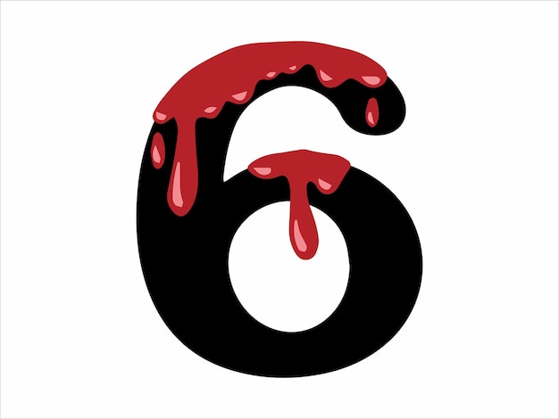 Alphabet Nummer 6 mit Blut-Illustration