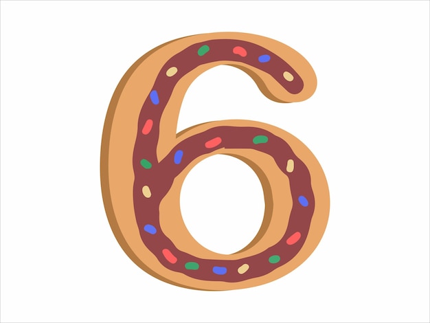 Alphabet Nummer 6 mit Donut-Illustration