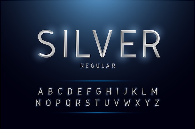 Alphabet silber metallic und effektdesigns