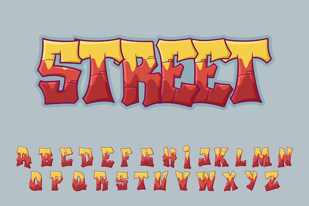 Vektor alphabet street rot graffiti schriftart zeichentrickfilmvektor