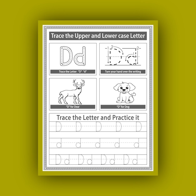 Vektor alphabet-tracking-arbeitsblatt für kinder