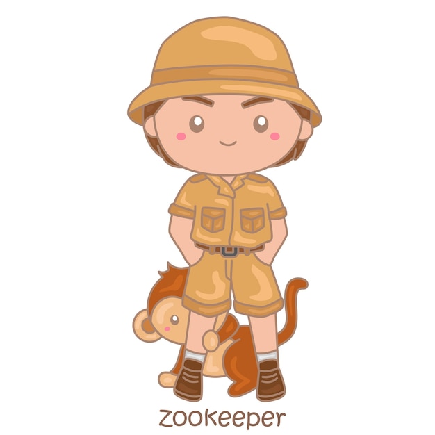 Vektor alphabet z für zookeeper vokabelschullektion cartoon illustration vektor clipart aufkleber