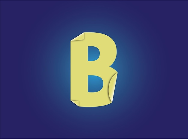 Vektor alphabetbuchstabe b gefalteter aufkleber 3d