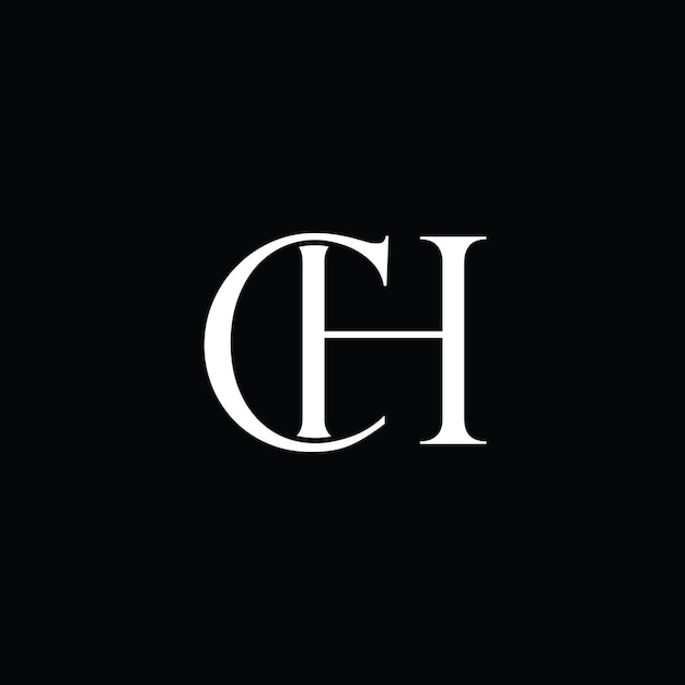 Alphabetische CH-Buchstaben-Monogramme mit schwarz-weißem Vektor-Eps-Logo