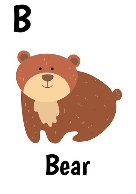 Alphabetische tierkarten für kinder mit bären