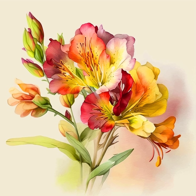 Alstroemeria-blumen-aquarell-farbsammlung