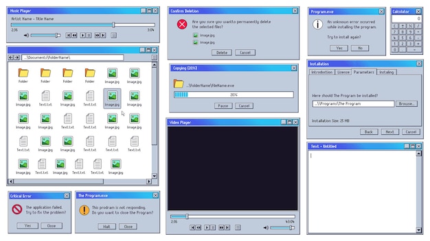 Alte Benutzeroberfläche. Alte Benutzeroberfläche für Computermusik und Videoplayer