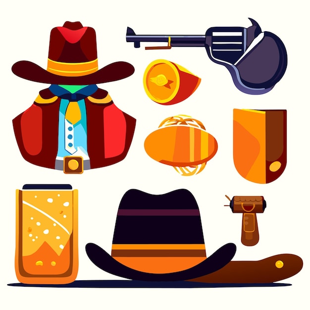 Alte cowboy-artikel-vektorillustration