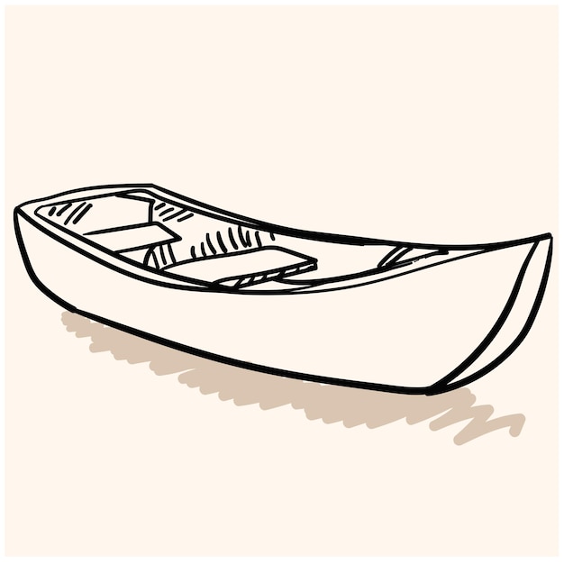 Alte einfache leere, raue ski-skiff auf weißem hintergrund illustrationsstil-droodle und line-art