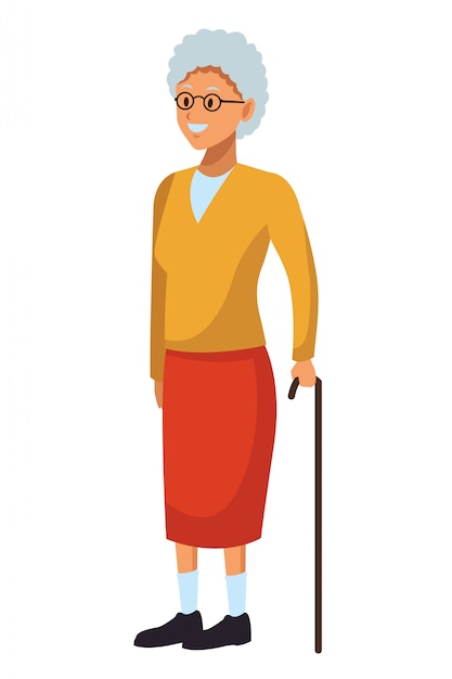 Alte Frau mit Stock