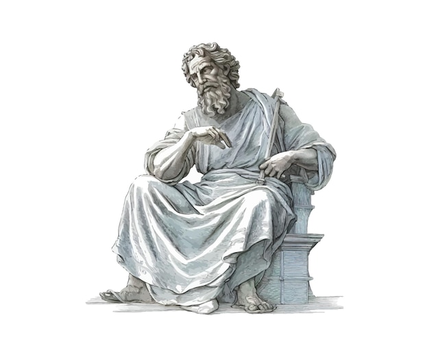 Vektor alte gravur des griechischen philosophen vektorillustrationsdesign