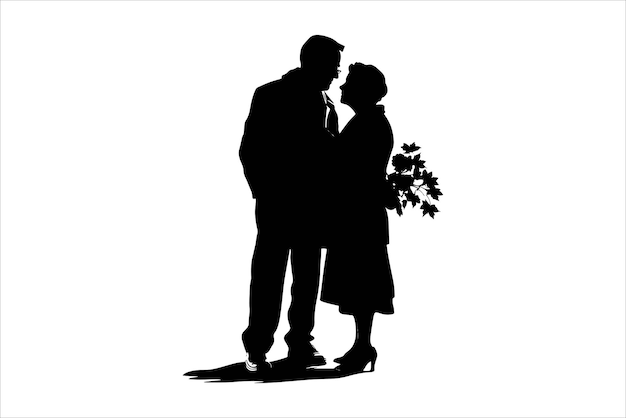 Alte Paare Silhouetten Vektor Großvater und Großmutter mit Enkeln Silhouetten Set