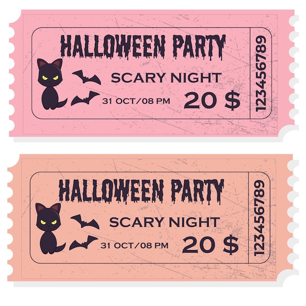 Alte papier-vintage-ticket-halloween-eintrittskarte