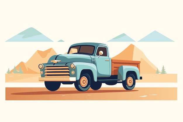 Alte Retro-amerikanische Muskel-Pick-up-Truck-Vektorillustration