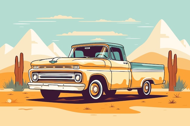 Alte Retro-amerikanische Muskel-Pick-up-Truck-Vektorillustration
