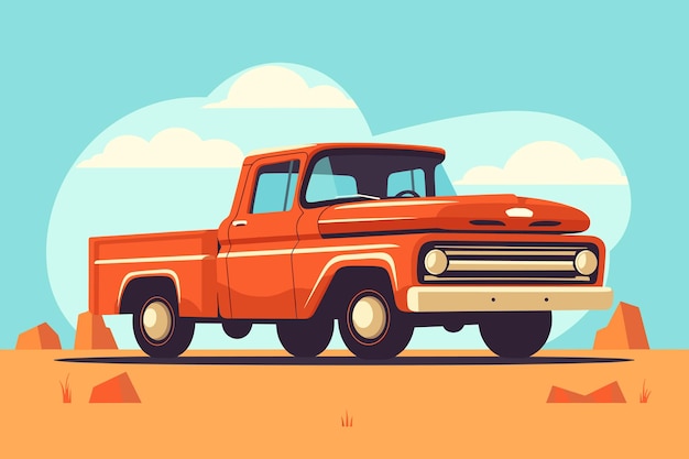 Alte Retro-Pickup-Lastwagen-Illustrationsvektor Vintage-Transportfahrzeug