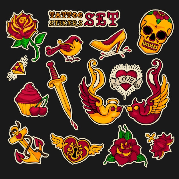 Alte schule stikers tattoo set