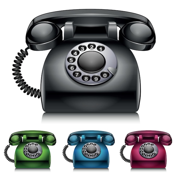 Vektor alte telefone im vintage-stil-vektor-illustration