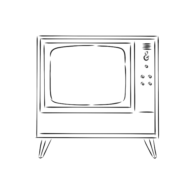 Alten fernseher handgezeichnete vektor-illustration. jahrgang