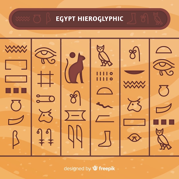 Vektor alter ägypten-hieroglyphenhintergrund mit flachem design