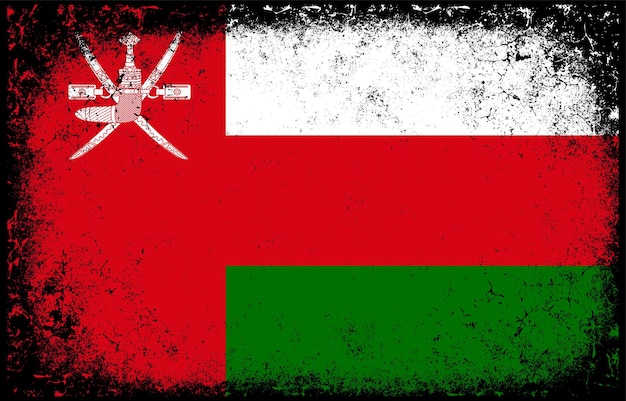 Alter, schmutziger grunge-vintage-oman-nationalflaggenhintergrund