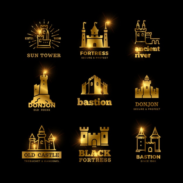 Altes königliches Logo der mittelalterlichen Burg und der Ritterfestung