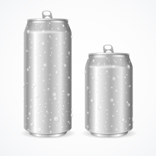 Aluminium Realistic Wet Can Blank mit Tropfen. Vektorillustration