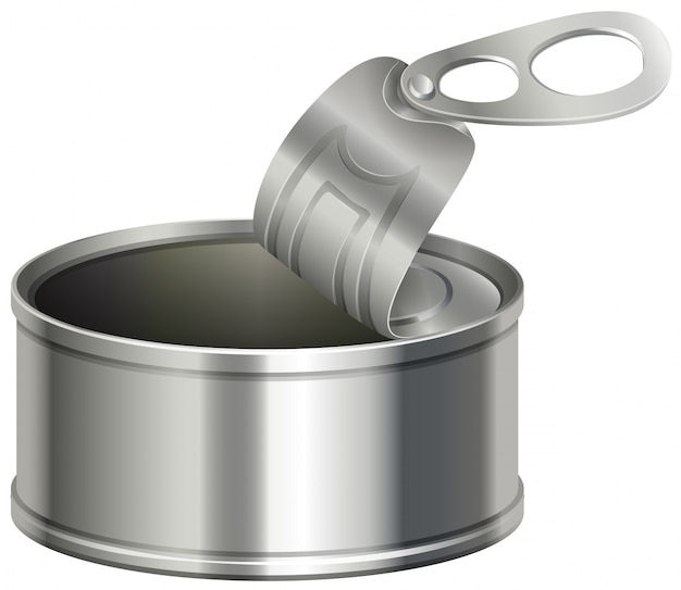 Aluminiumdose mit Deckel geöffnet