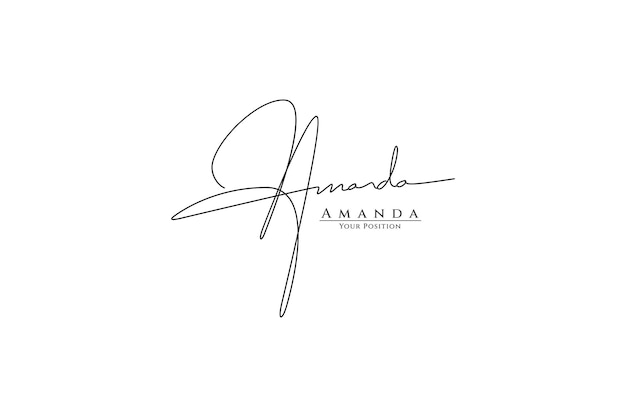 Amanda-signaturnamen-logo-vektorvorlage auf weißem hintergrund