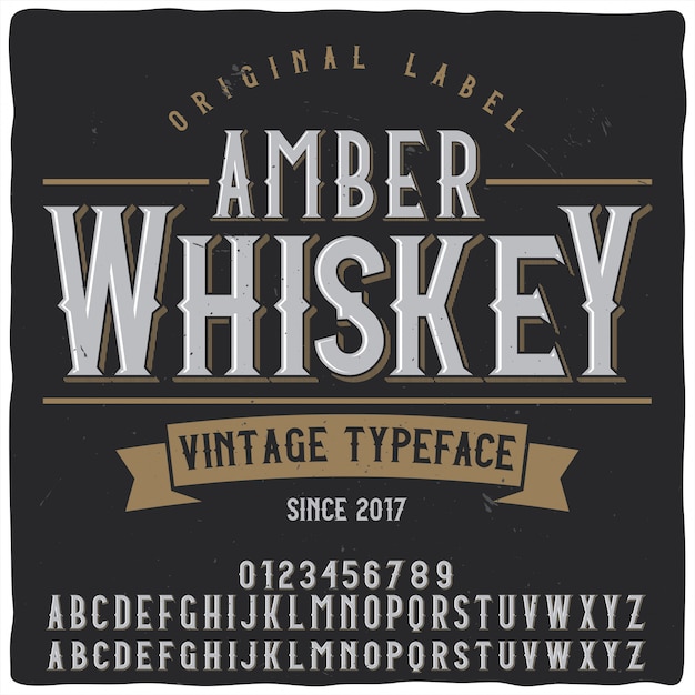 Vektor amber whisky label schrift