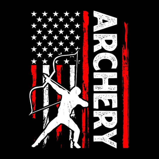 Vektor american flag funny archer bowman jagdliebhaber retro vintage bogenschießen t-shirt design