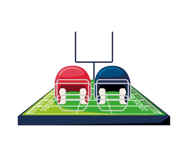 Vektor american football-design mit feld mit helmen-symbol